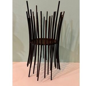 Metal Pillar Candle Holder Dark Bronze Industrial Staggered Rods 10" PartyLite